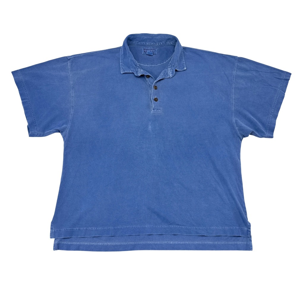 Vintage Abercrombie & Fitch Polo Shirt Men Size XL Blue Boxy Oversized 2000s Y2K